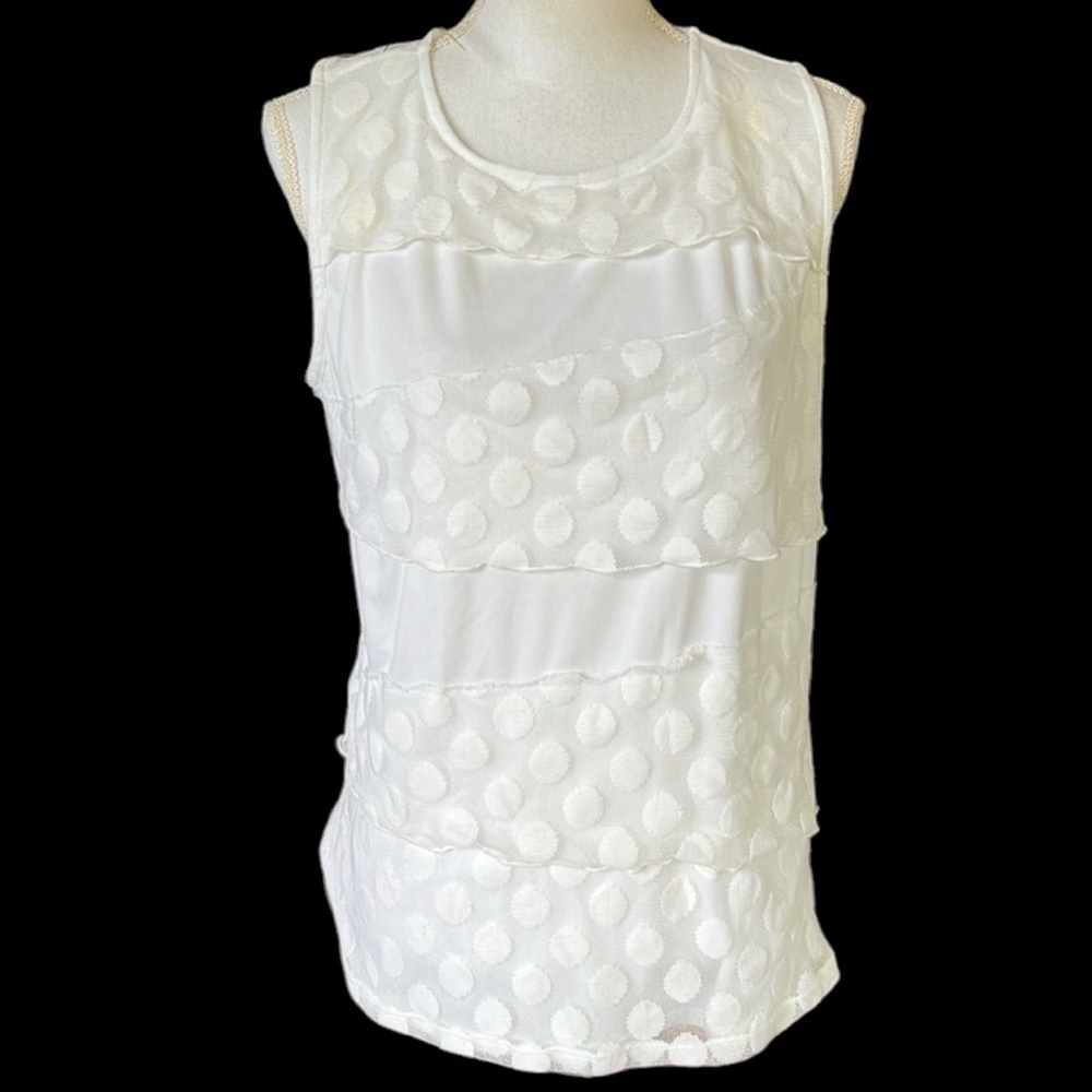 Dana Buchman lace tank top blouse, extra large white excellent condition - Picture 2 of 14